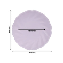 20 Pack Biodegradable Dinner Plates in Lavender Lilac – 9" Swirl Scalloped Pastel Color Compostable Bamboo Party Plates, Elegant Disposable Tableware