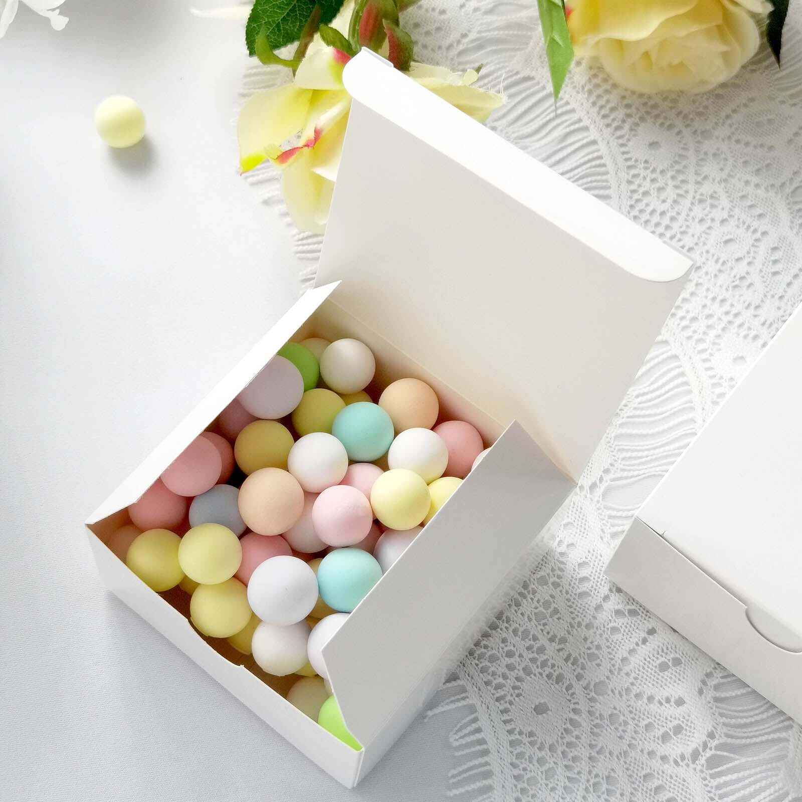 100 Pack White Cake Party Favor Boxes, 4"x4"x2" Cupcake Gift Boxes