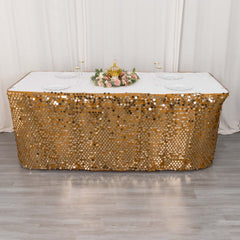 Payette Sequin 21ft Table Skirt Gold - Dual Layered Satin for Shimmering Event Décor