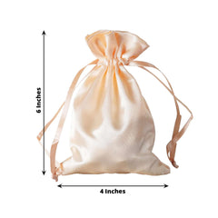 12 Pack 4"x6" Peach Satin Drawstring Wedding Party Favor Gift Bags