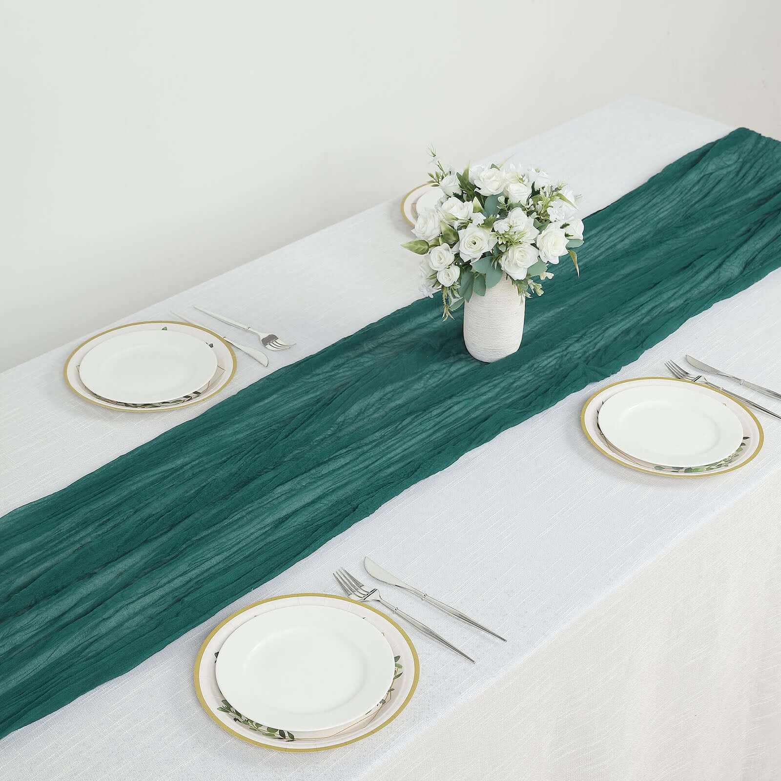 Gauze Cheesecloth 10ft Table Runner Peacock Teal - Rustic Boho Style