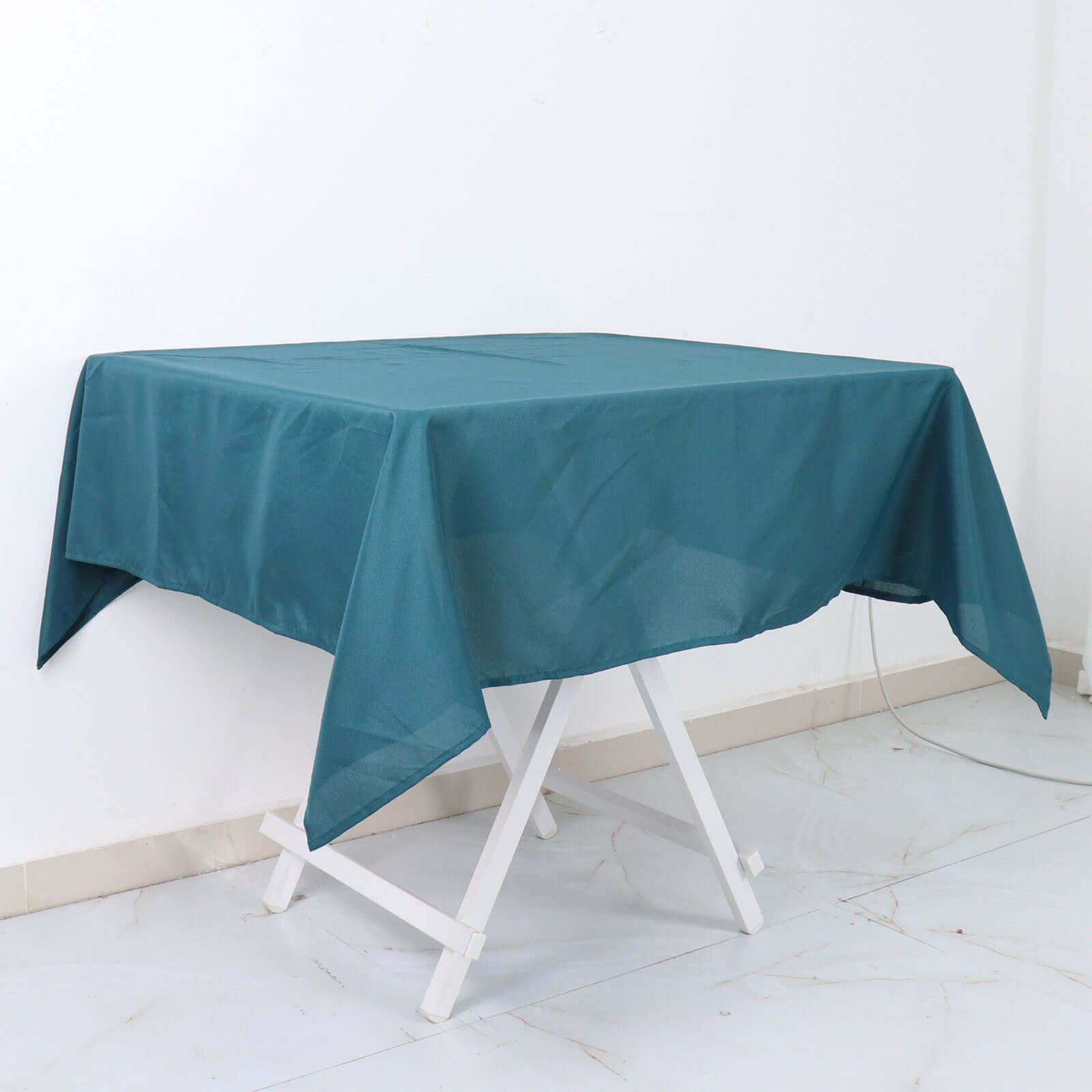Polyester Square 54"x54" Tablecloth Peacock Teal - Wrinkle-Resistant & Durable Table Cover