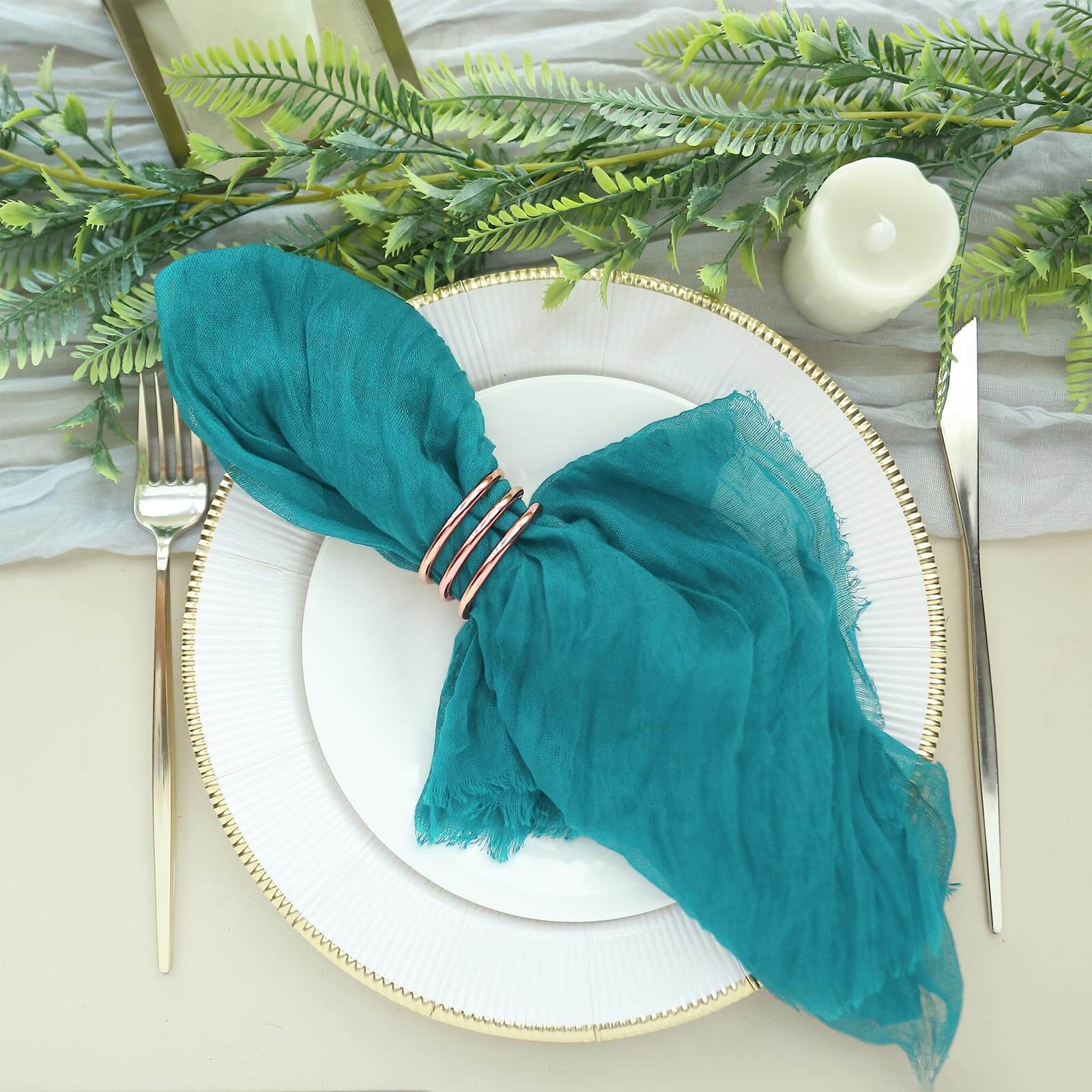 5 Pack Gauze Cheesecloth 24"x19" Napkins Peacock Teal Reusable Dinner Napkins