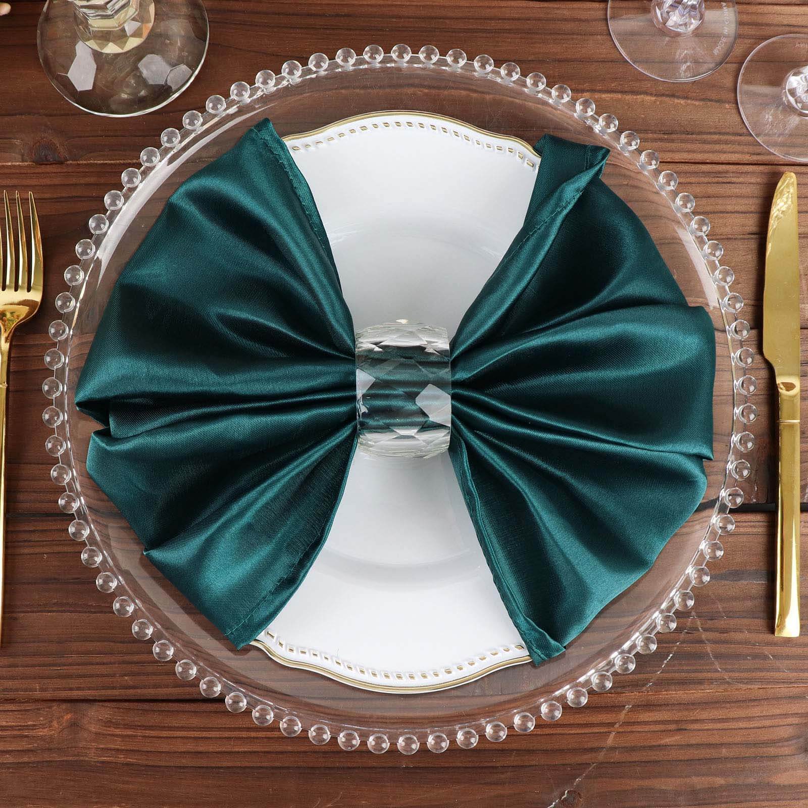 5 Pack Satin 20"x20" Napkins Peacock Teal - Luxurious Shine & Smooth Dinner Napkins
