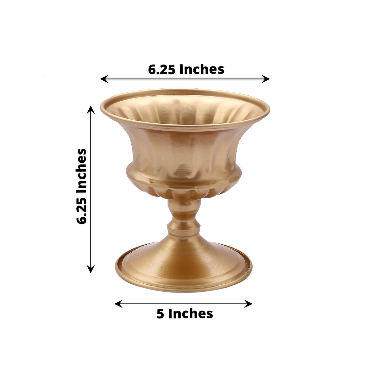 2-Pack Metal Pedestal Flower Vases Roman Style Gold - Sophisticated Mini Compote Vase for Table Settings 6"