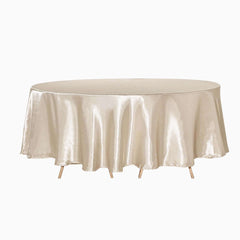 Satin 90" Round Tablecloth Beige - Smooth and Lustrous Table Cover