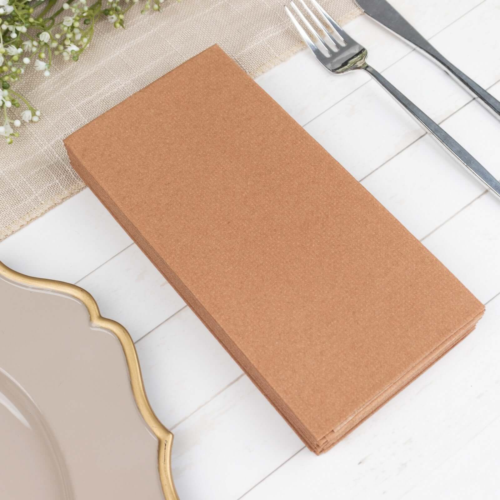 20 Pack Linen-Like Paper 8.5"x4" Napkins Terracotta (Rust) - Highly Absorbent & Disposable Airlaid Guest Towels