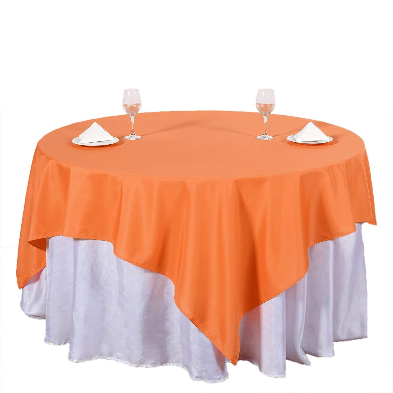 Polyester 70"x70" Table Overlay Square Tablecloth Orange - Wrinkle-Resistant & Durable Table Cover