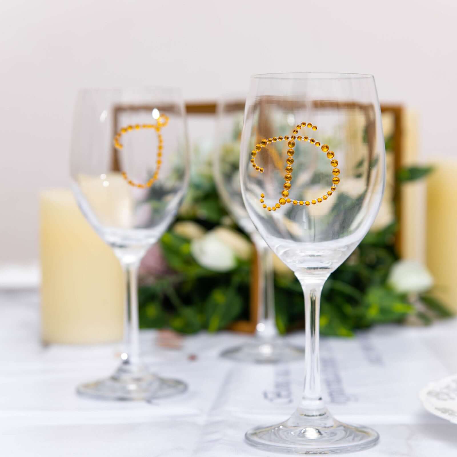 12 Pack 1.5" Gold Rhinestone Monogram Letter Jewel Sticker Self Adhesive DIY Diamond Decor - N