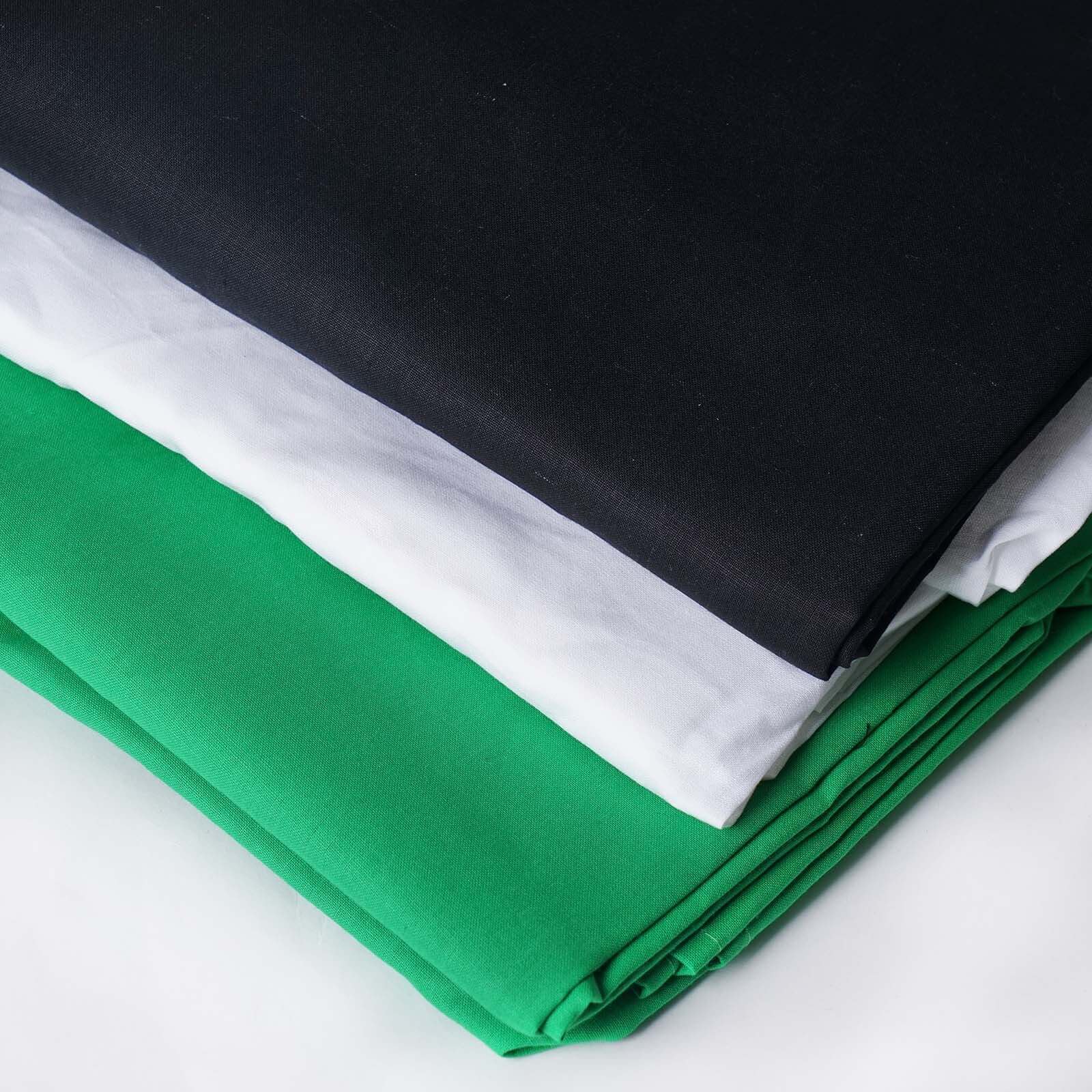 10ft Photo Video Studio Lighting & Background Support System Kit, 600W White Umbrella With Chromakey Backdrop Muslins (Green Black White) - Free Carry Case Included