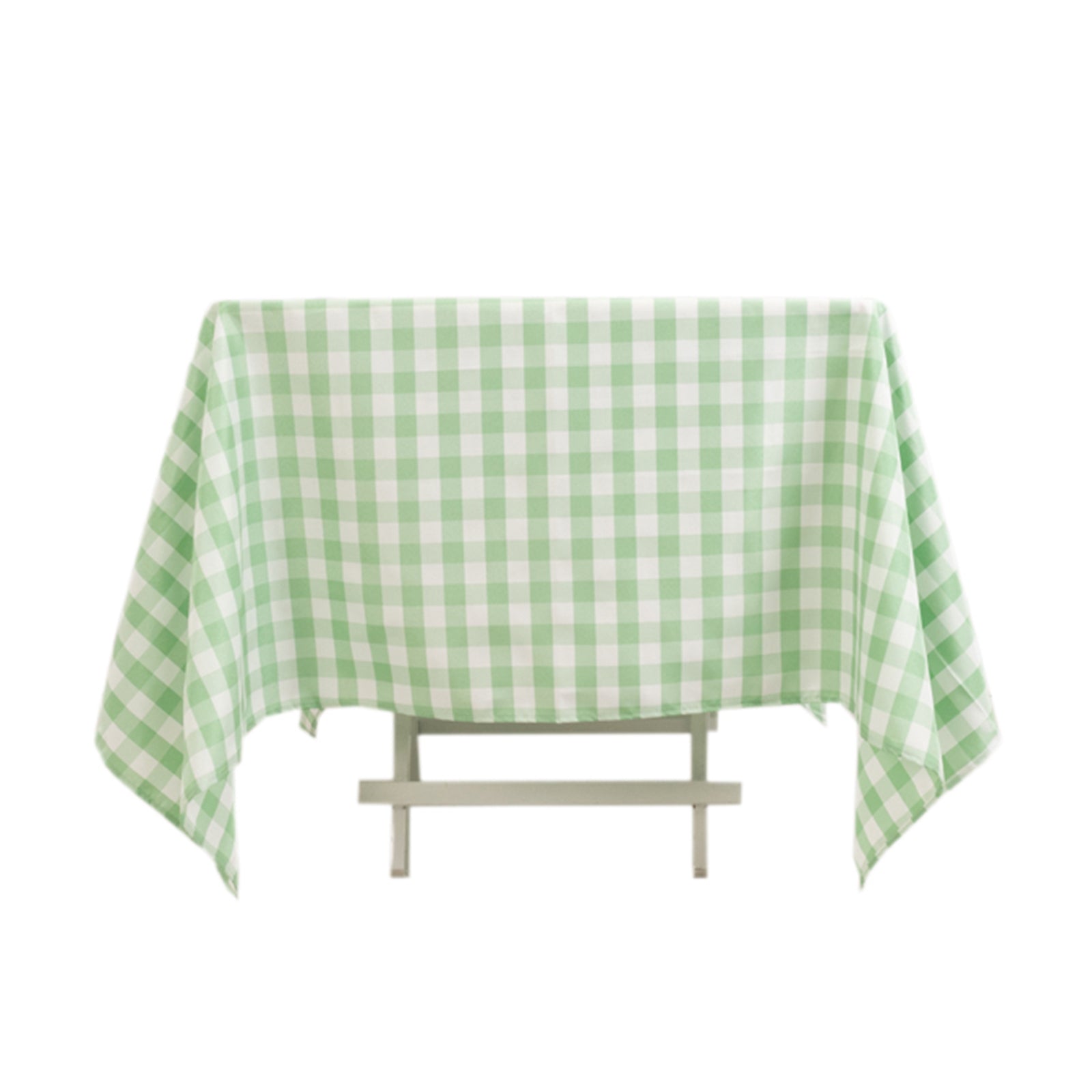 Polyester 70"x70" Square Tablecloth White/Sage Green - Checkered Buffalo Plaid Table Cover