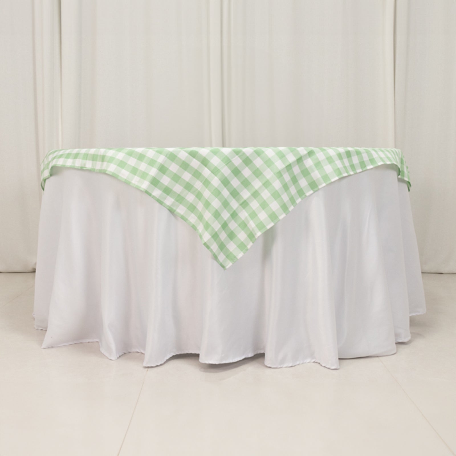 Polyester 54"x54" Table Overlay Square Tablecloth White/Sage Green - Checkered Buffalo Plaid Design for Casual Table Settings