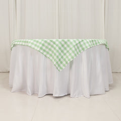 Polyester 54"x54" Table Overlay Square Tablecloth White/Sage Green - Checkered Buffalo Plaid Design for Casual Table Settings