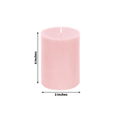 12-Pack 3"x4" Unscented Dripless Pillar Candles – Blush Long-Burning Wax Candles with Cotton Wicks for Home, Weddings & Event Decor