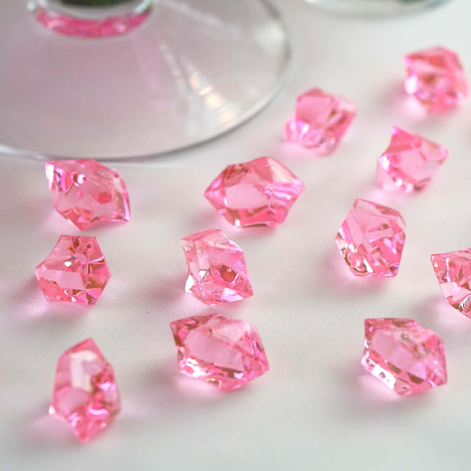 300 Pcs Acrylic Ice Bead Vase Fillers Large Pink - Stylish DIY Craft Crystals for Event Decor & Wedding Tables