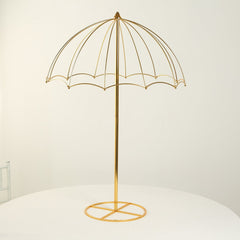 Wedding Centerpiece Umbrella Design Metal Gold - Round Base Floral Frame Stand 42"