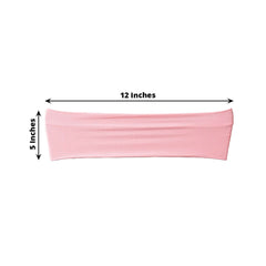 5 Pack Stretch Spandex Chair Sashes Pink - Fitted Finish Two Ply Heavy Duty Chair Bands 5"x12"