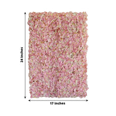 11 Sq ft. Pink Cream UV Protected Hydrangea Flower Wall Mat Backdrop - 4 Artificial Panels