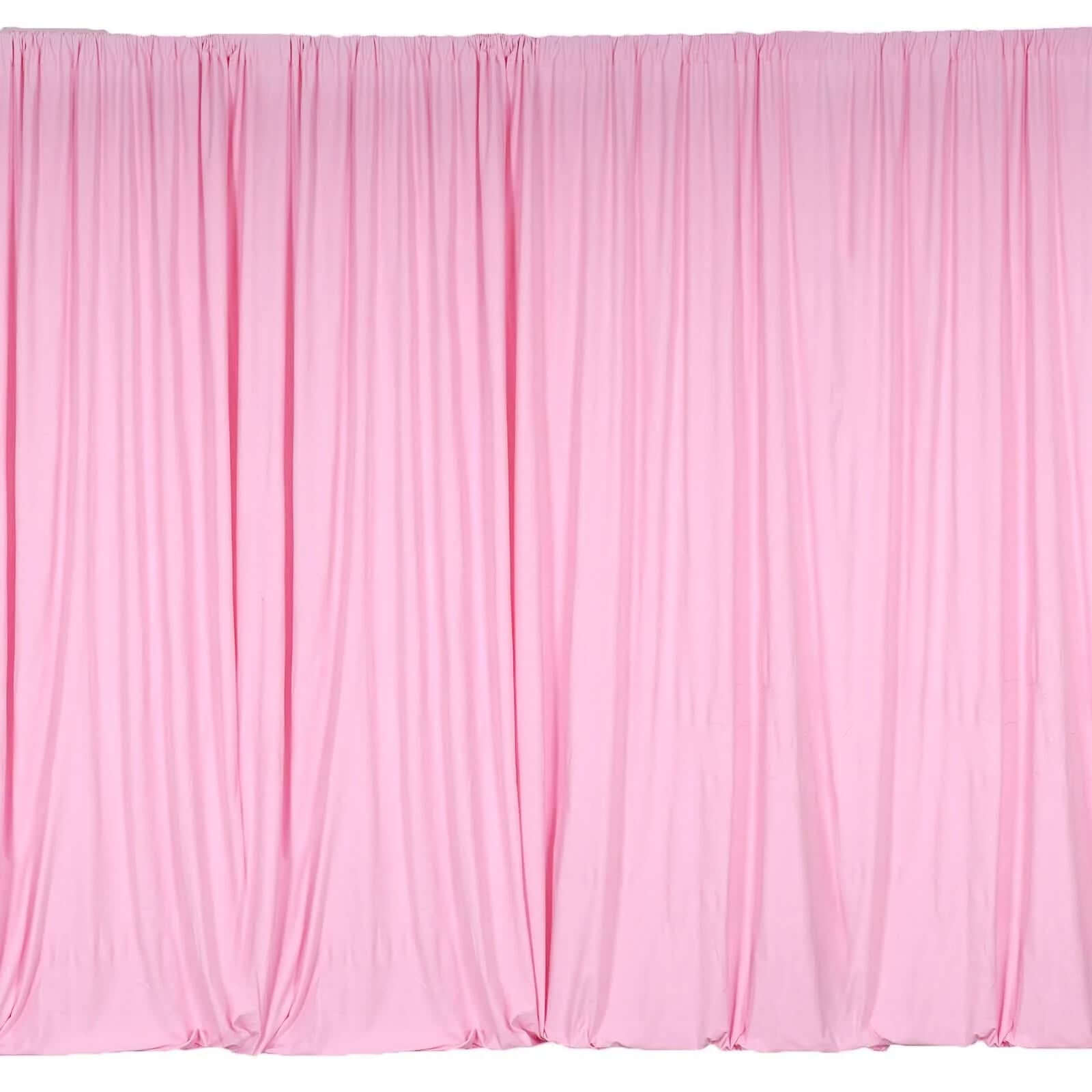 2 Pack Pink Scuba Polyester Event Curtain Drapes, Durable Flame Resistant Backdrop Event Panels Wrinkle Free with Rod Pockets - 10ftx10ft