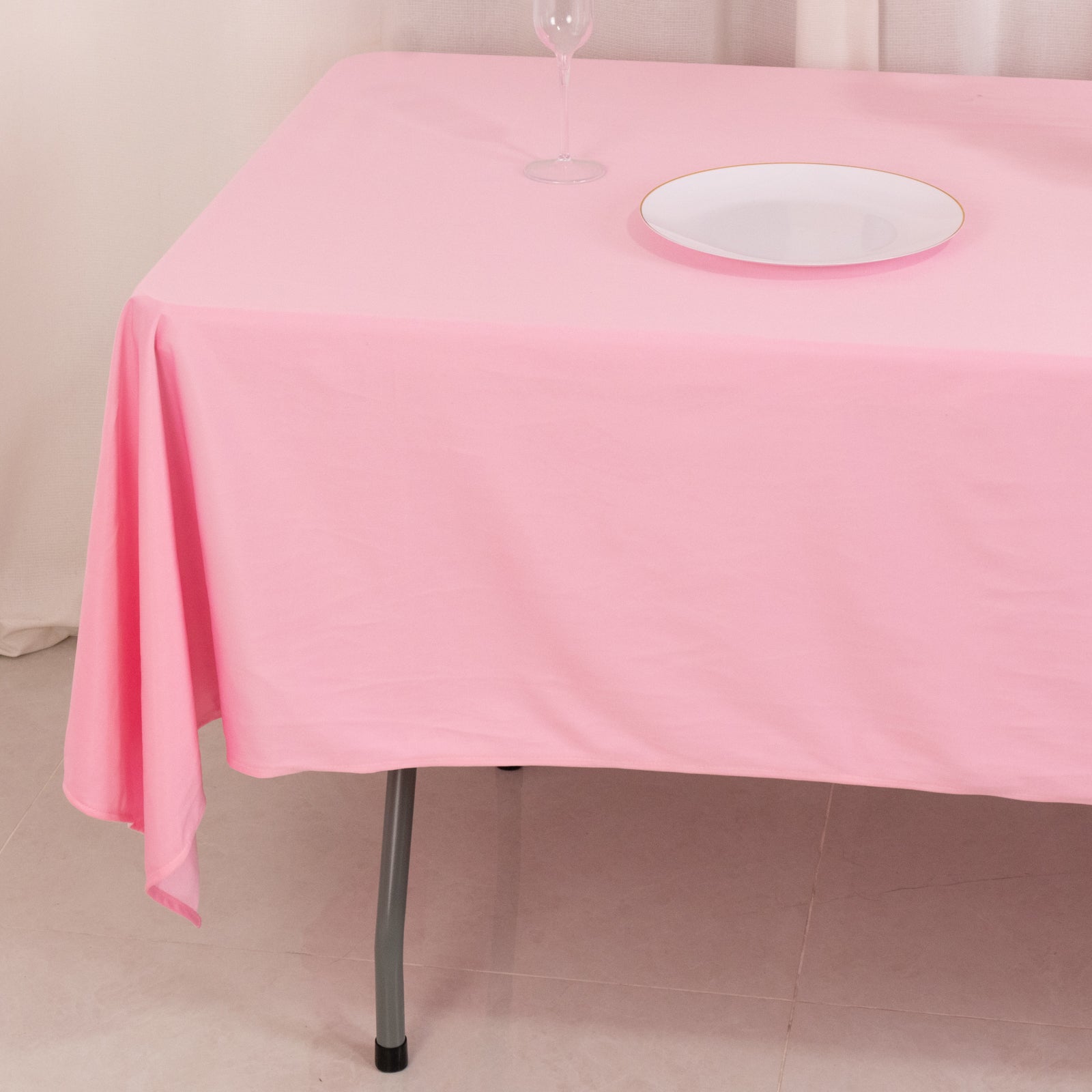 Scuba Rectangular 60"x102" Tablecloth Pink - Wrinkle Free & Stain Resistant Table Cover