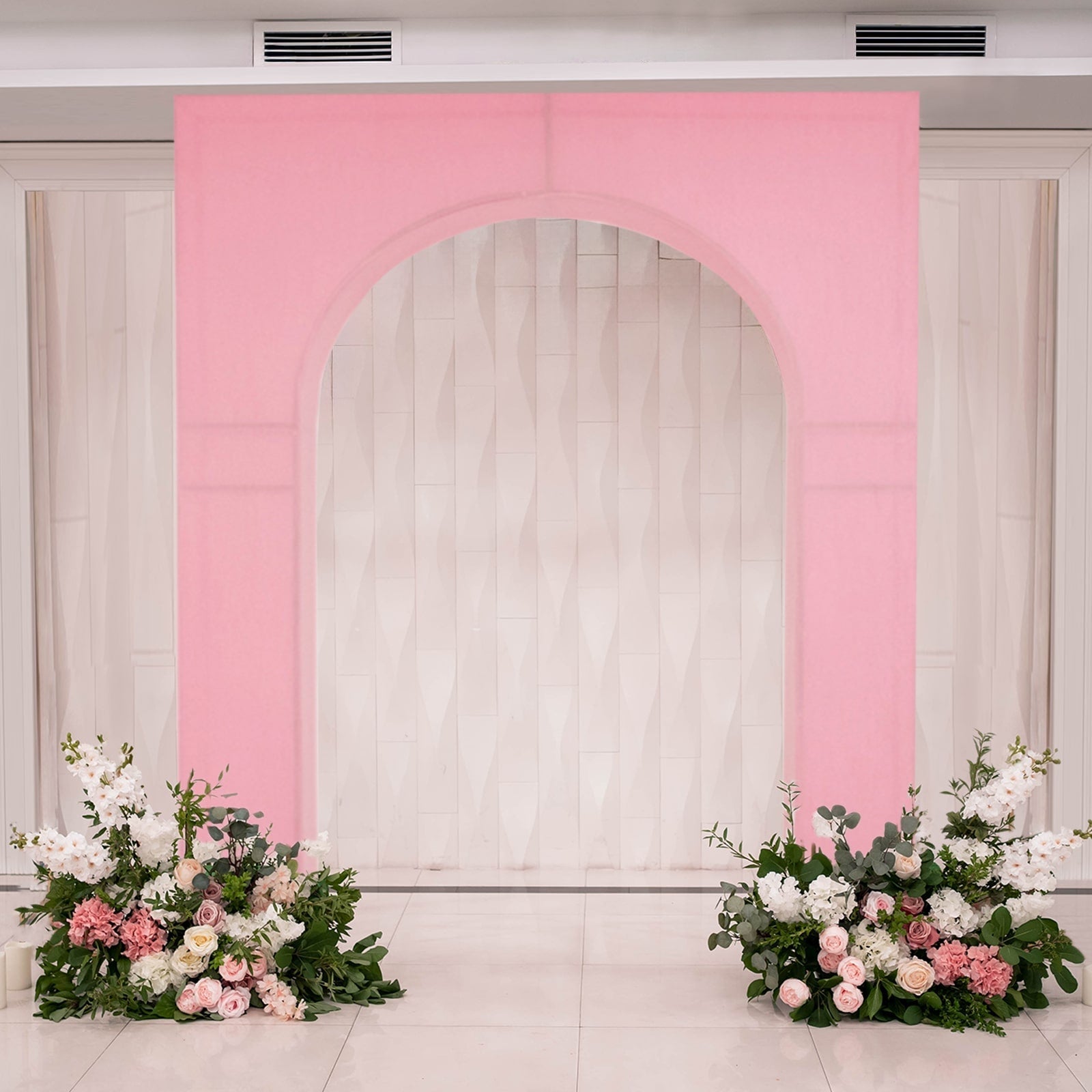8ft Pink Spandex Backdrop Stand Cover for Arc de Triomphe Stand, Stretch Fitted Floral Balloon Frame Wedding Arch Cover