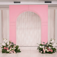 8ft Pink Spandex Backdrop Stand Cover for Arc de Triomphe Stand, Stretch Fitted Floral Balloon Frame Wedding Arch Cover