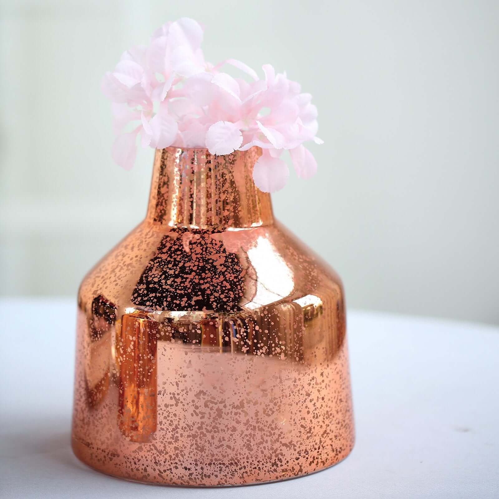 2-Pack Mercury Glass Vases Vessel Design Rose Gold - Stylish Flower Centerpieces for Events 8"