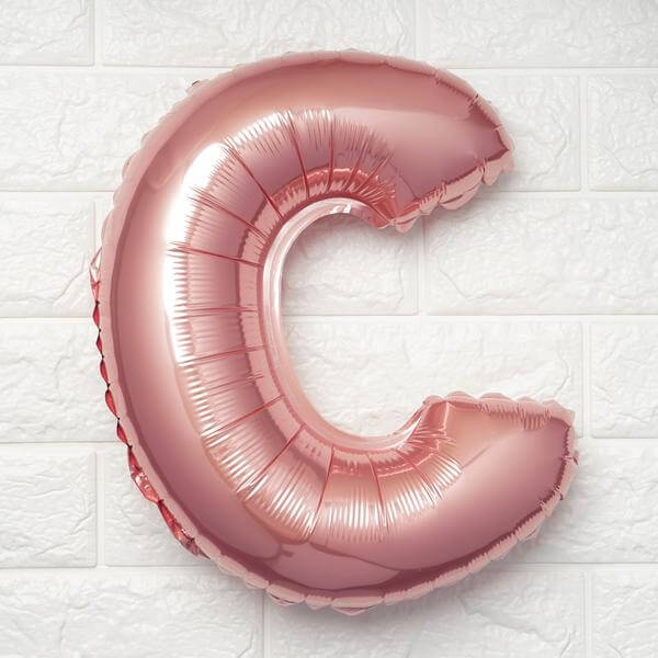 13" Matte Blush Letter and Number Balloons, Mylar Foil Alphabet Balloons