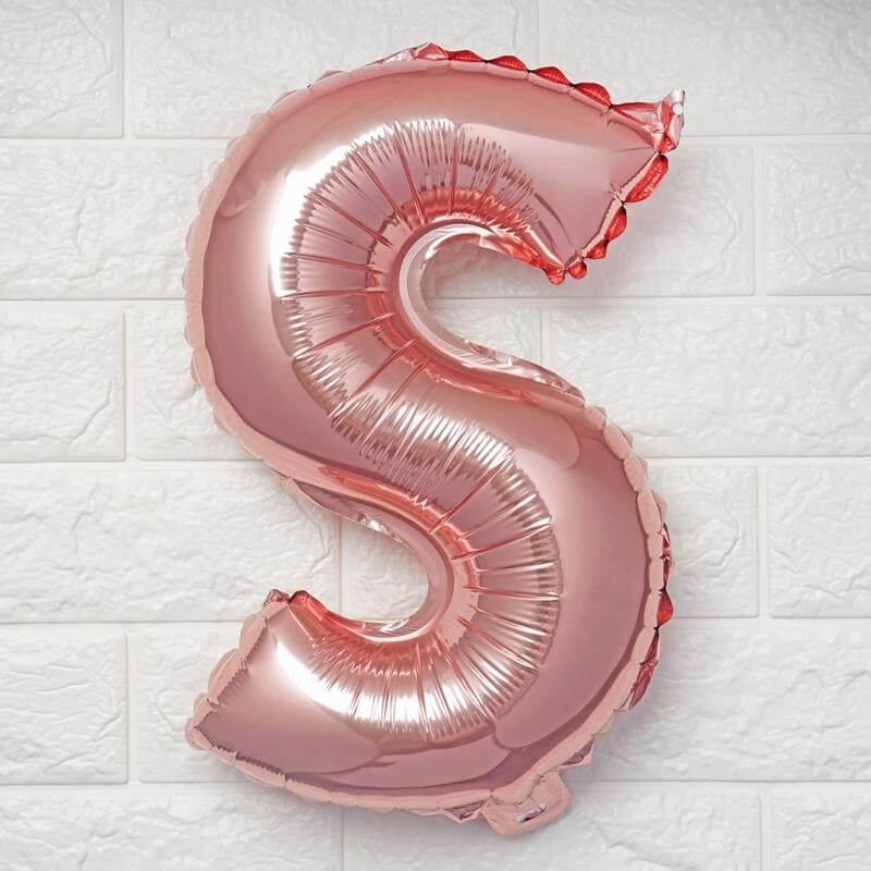 13" Matte Blush Letter and Number Balloons, Mylar Foil Alphabet Balloons