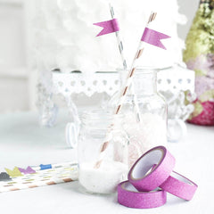 5 Pack 5 Yards Hot Pink Washi Glitter Tape Self Adhesive Craft Decorative Tape