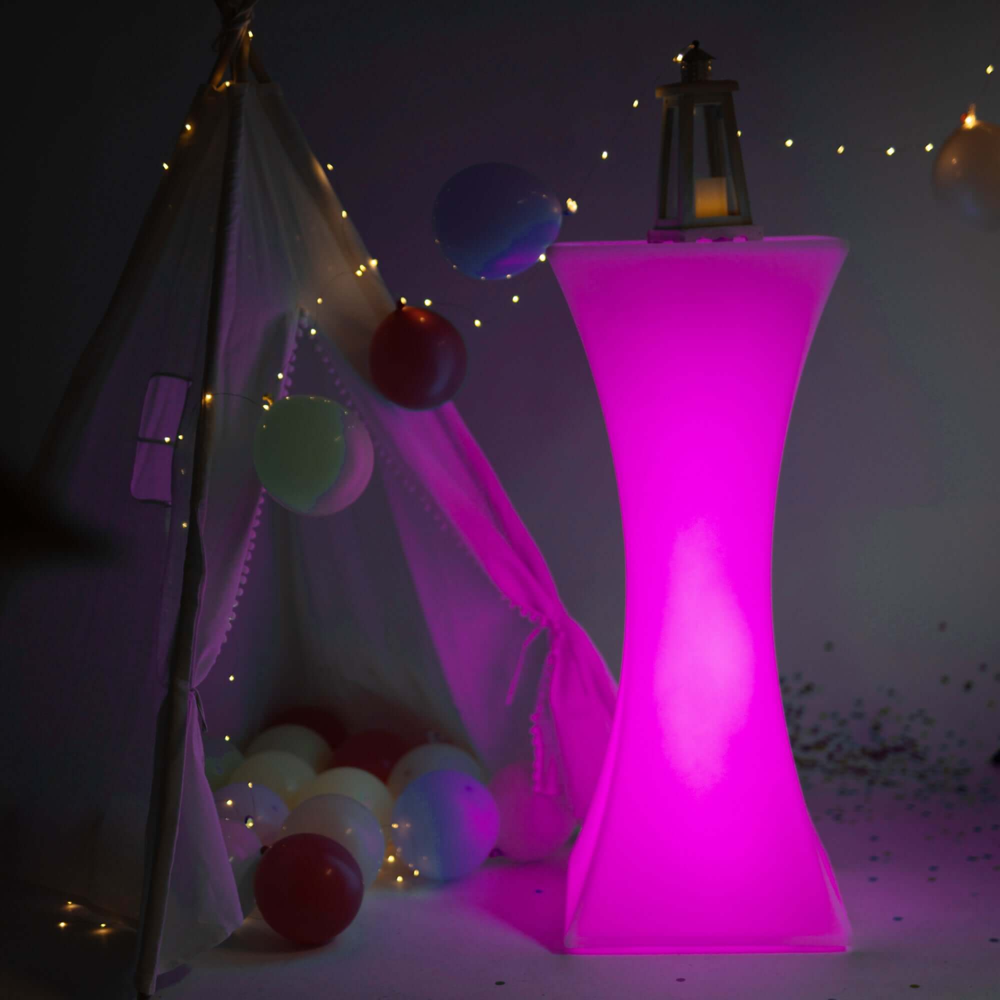 18"x43" Color Changing Cordless LED Light Up Cocktail Table, Rechargeable Waterproof Illuminated Furniture