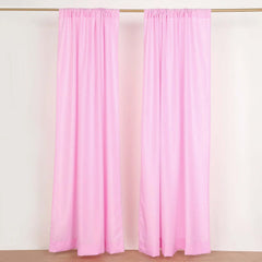 2 Pack Pink Polyester Event Curtain Drapes, 10ftx8ft Backdrop Event Panels With Rod Pockets 130 GSM