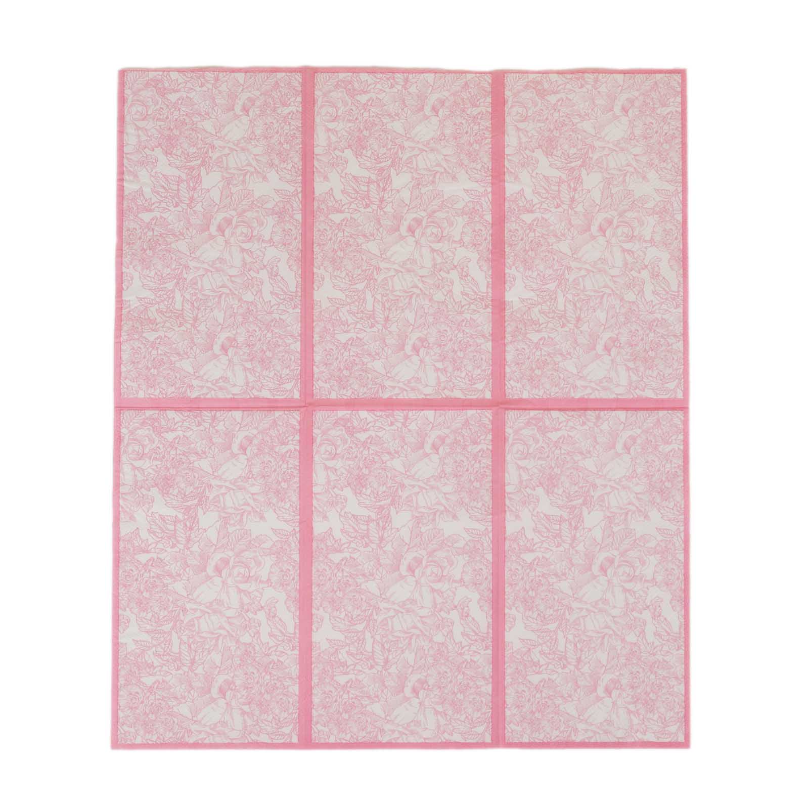25-Pack Paper Dinner Napkins Pink with French Toile Pattern 2 Ply - Stylish Disposable Napkins for Events