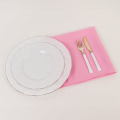 5 Pack Premium Polyester 20"x20" Napkins Pink - Wrinkle-Resistant & Durable Dinner Napkins