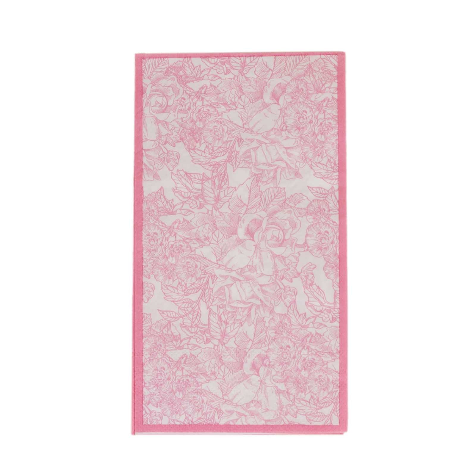 25-Pack Paper Dinner Napkins Pink with French Toile Pattern 2 Ply - Stylish Disposable Napkins for Events