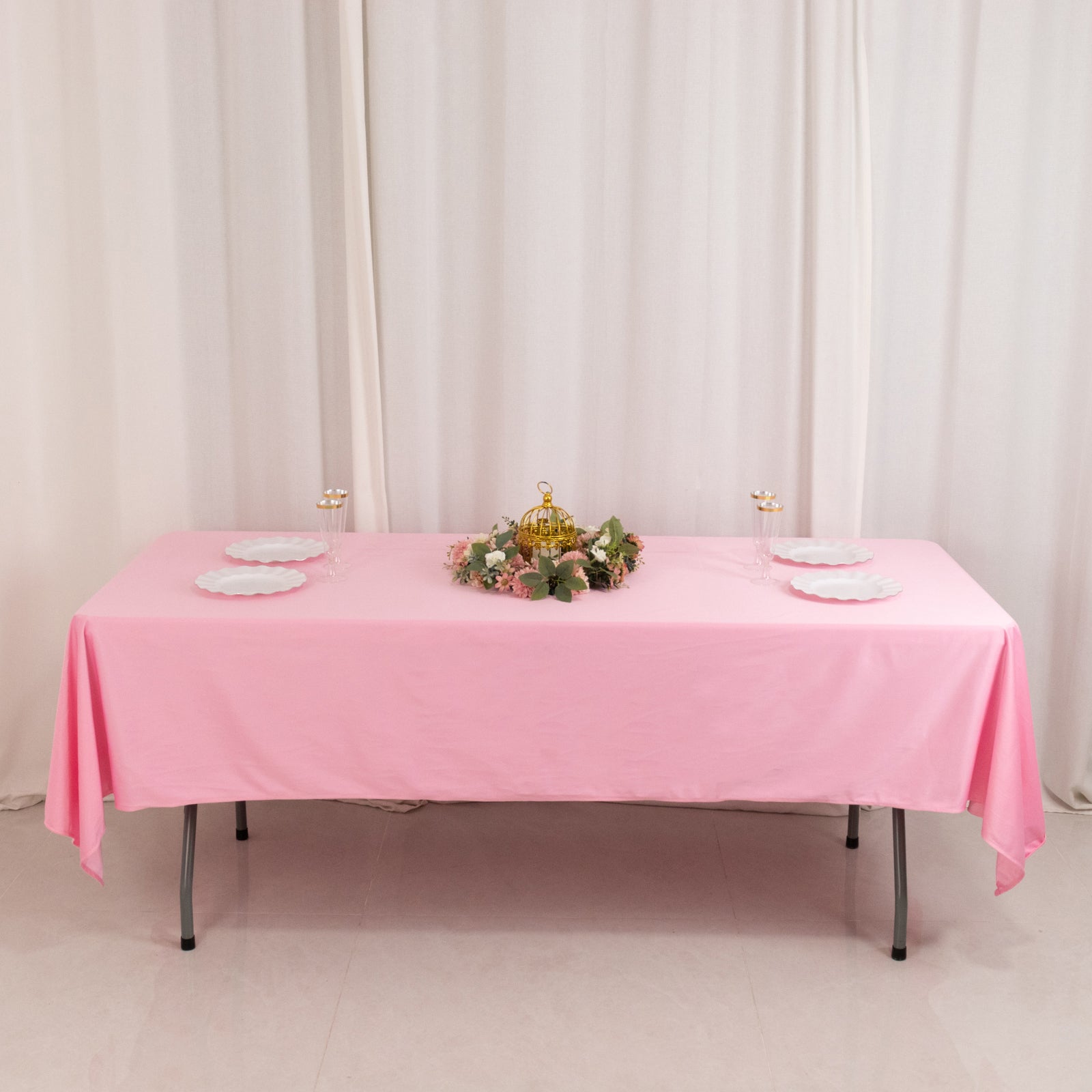 Scuba Rectangular 60"x102" Tablecloth Pink - Wrinkle Free & Stain Resistant Table Cover
