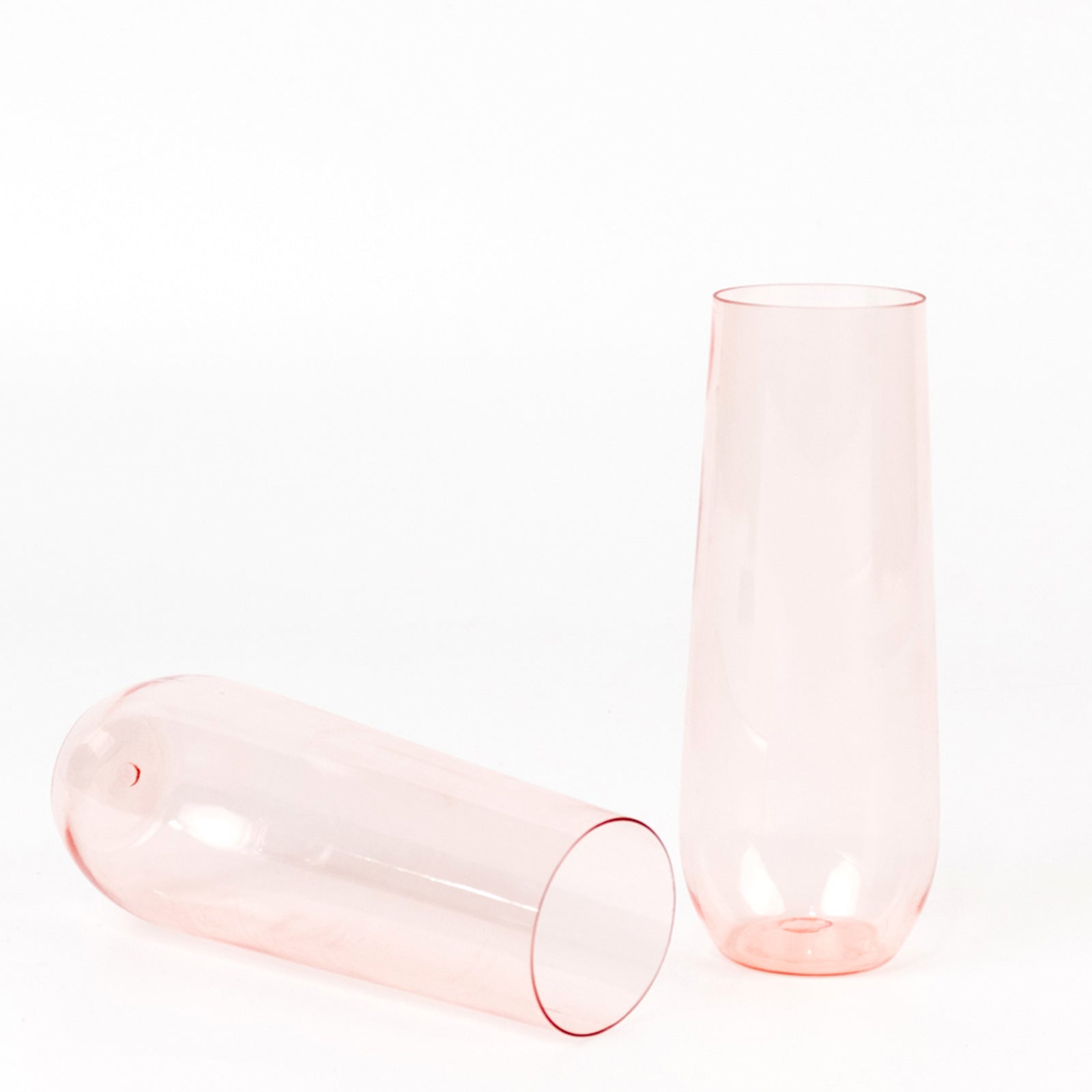 12 Pack Plastic Champagne Glasses in Transparent Blush, Reusable Lightweight Champagne Flutes 9oz