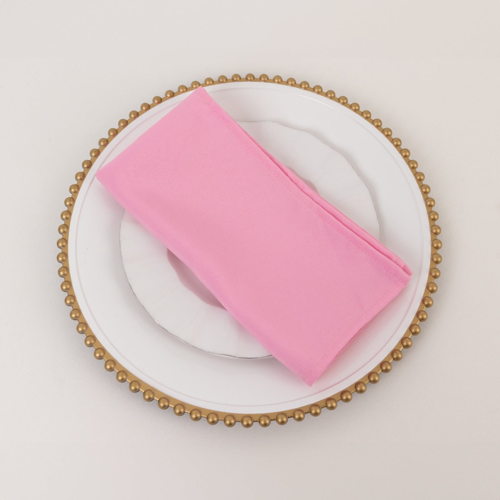 5 Pack Premium Polyester 20"x20" Napkins Pink - Wrinkle-Resistant & Durable Dinner Napkins