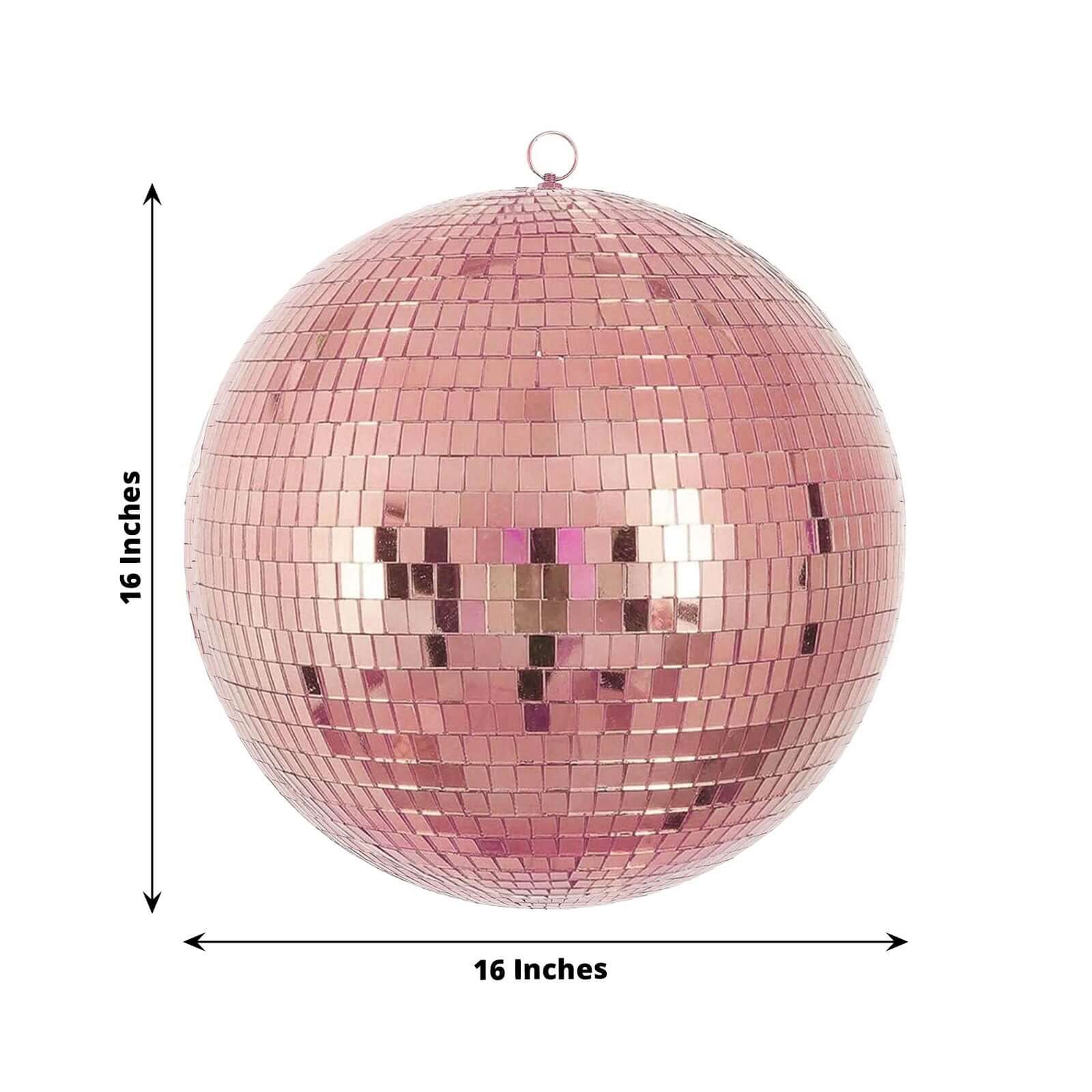 16" Large Rose Gold Foam Disco Mirror Ball With Hanging Swivel Ring, Holiday Party Decor