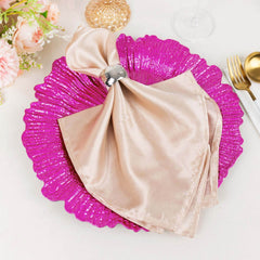 6-Pack Acrylic Plastic Round Charger Plates 13" in Fuchsia with Reef Design, Dinner Charger Tableware