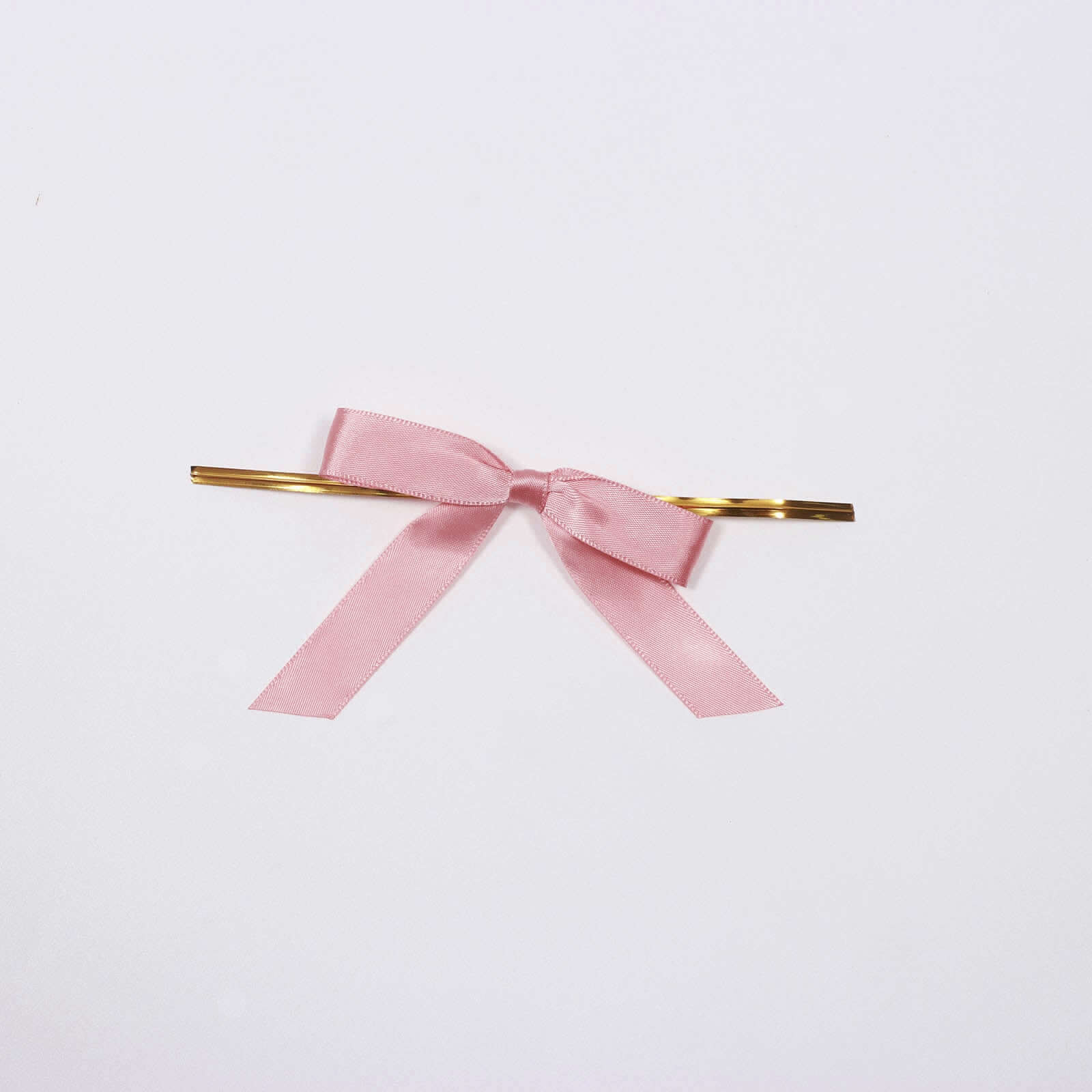 50 Pcs 3" Satin Ribbon Bows With Twist Ties, Gift Basket Party Favor Bags Decor - Dusty Rose Classic Style