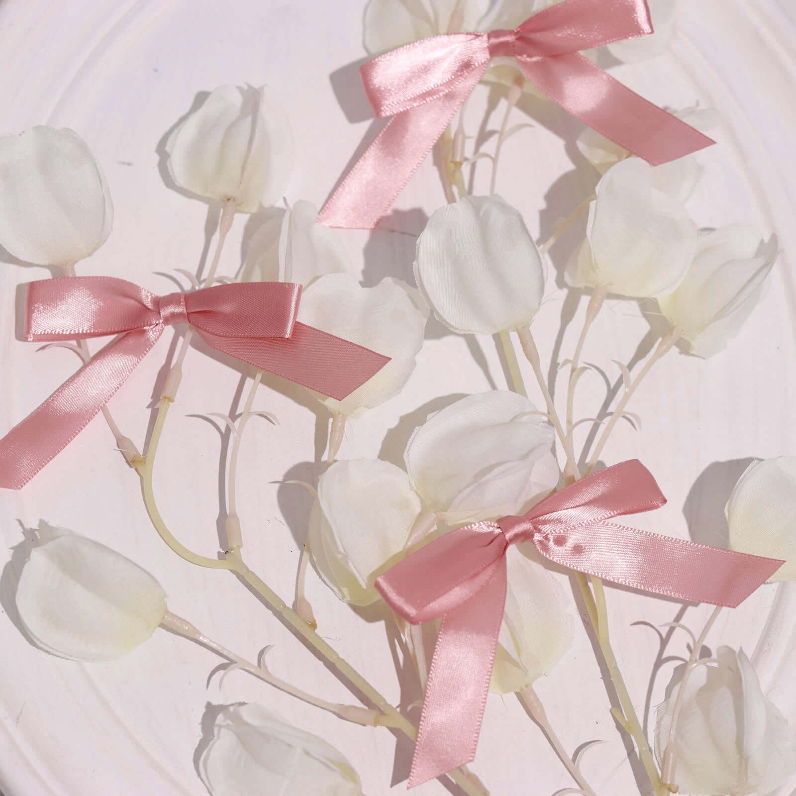 50 Pcs 3" Satin Ribbon Bows With Twist Ties, Gift Basket Party Favor Bags Decor - Dusty Rose Classic Style