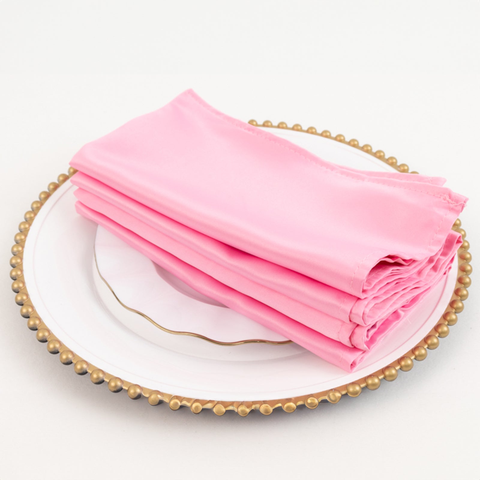5 Pack Lamour Satin 20"x20" Napkins Pink - Soft Matte Finish Dinner Napkins