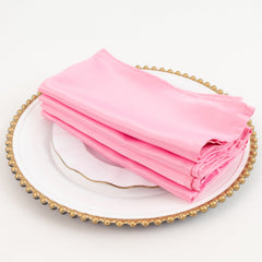 5 Pack Lamour Satin 20"x20" Napkins Pink - Soft Matte Finish Dinner Napkins