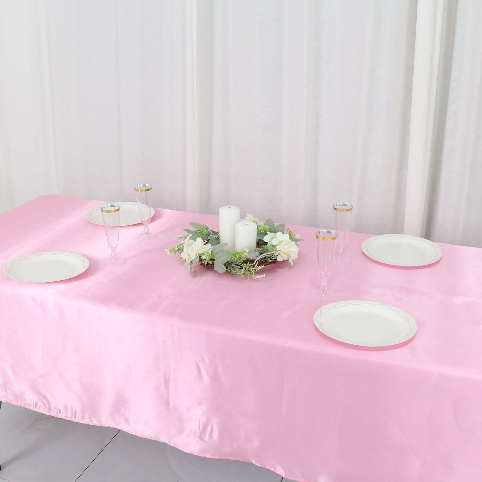Satin Rectangular 60"x102" Tablecloth Pink - Smooth and Lustrous Table Cover