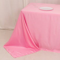 Lamour Satin 90"x132" Rectangle Tablecloth Pink - Soft & Silk-Like Seamless Table Cover