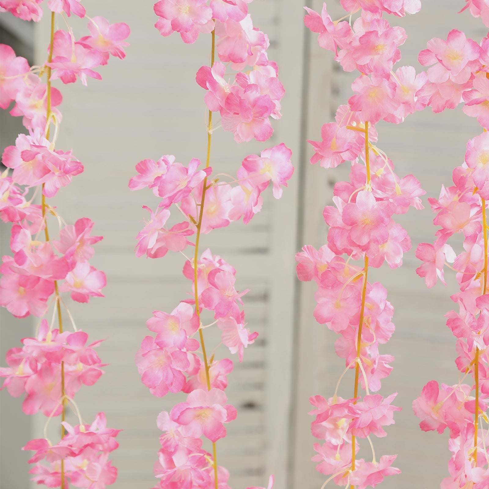 5 Pack Pink Artificial Cherry Blossom Floral Garland, 6ft Silk Flower Hanging Vines