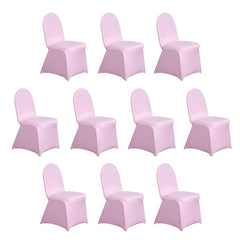 10 Pack Spandex Chair Covers for Banquet Chairs Pink - Durable Reusable Stretch Slip-On Covers