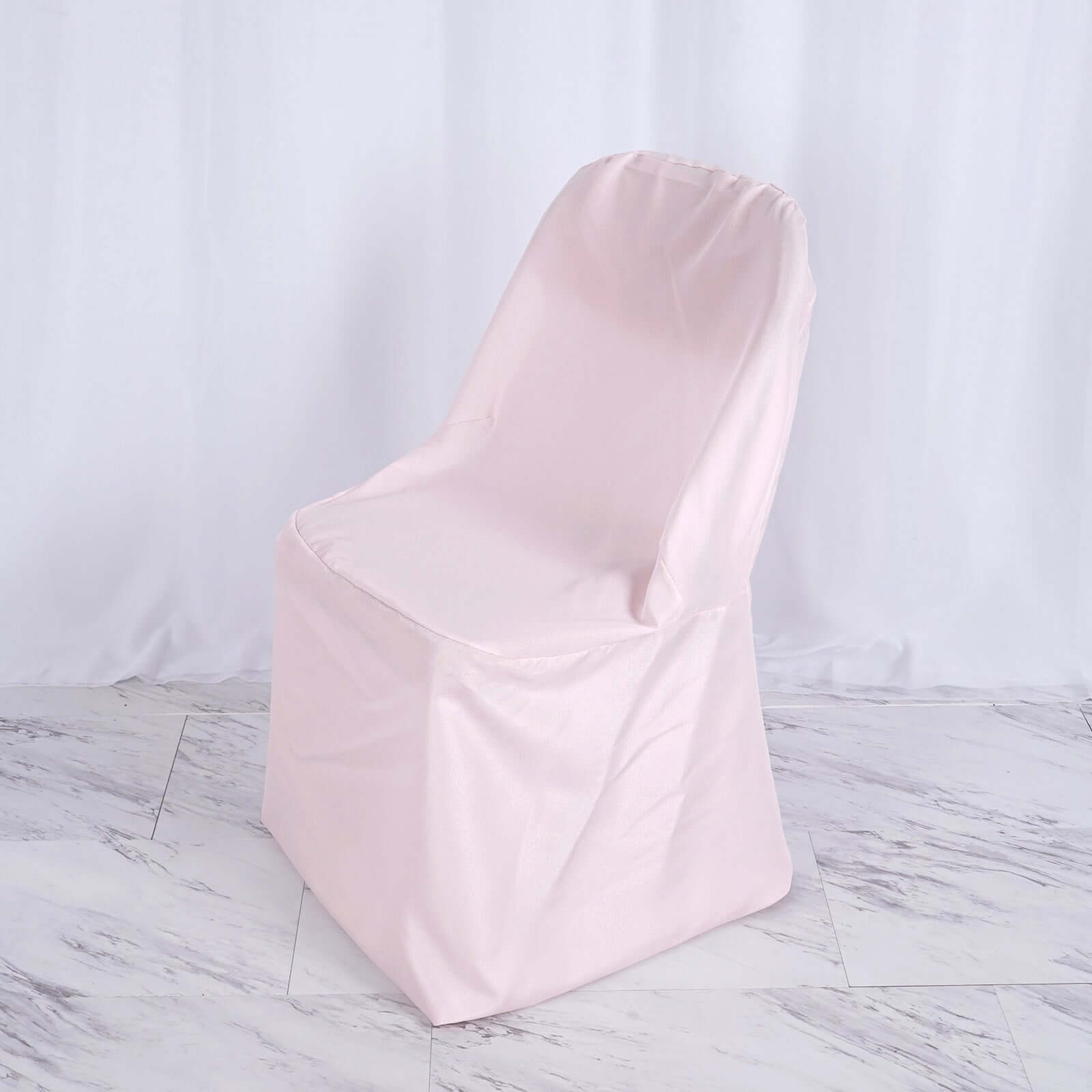 Polyester Slip On Folding Chair Covers Blush - Stain-Resistant Reusable Durable Fabric