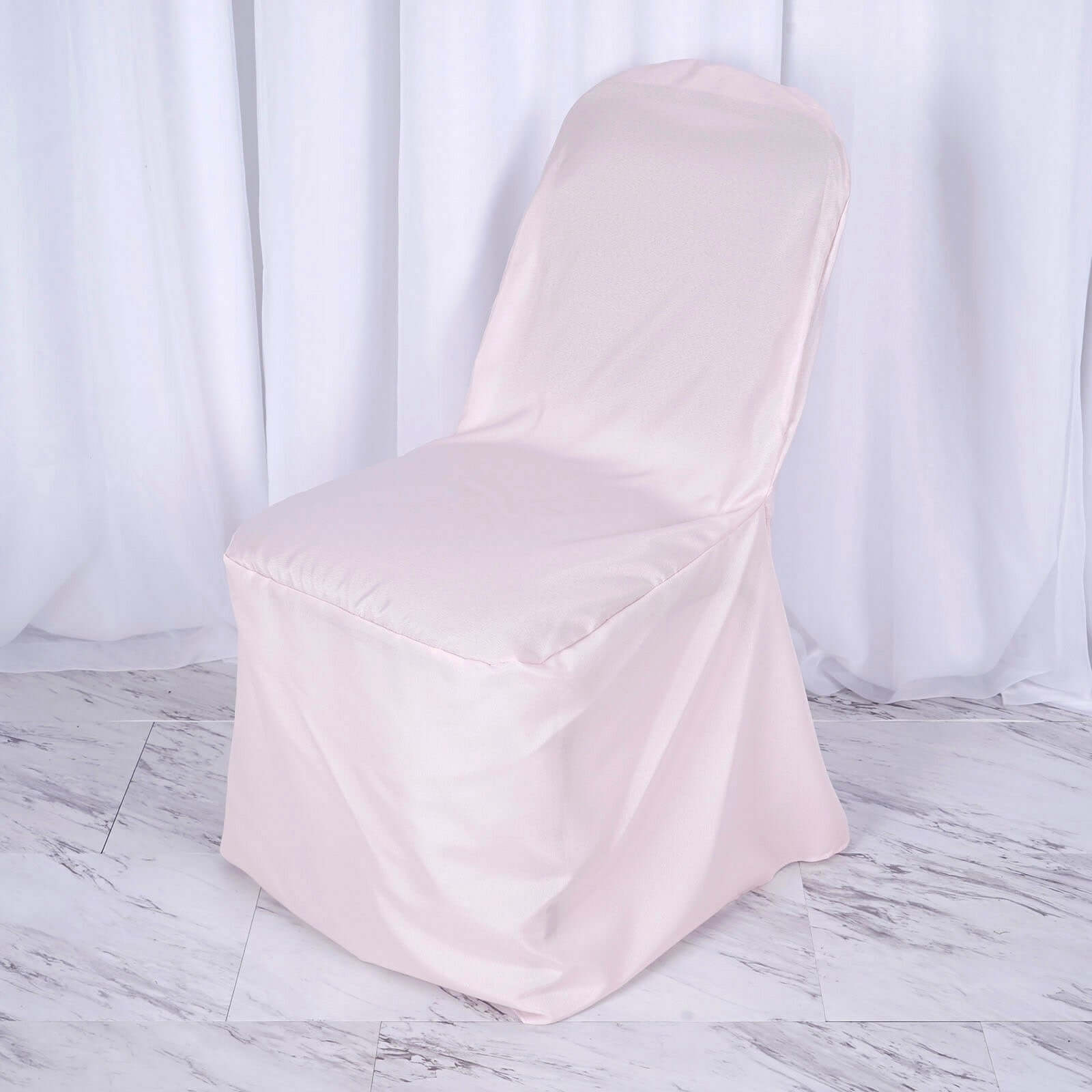 Polyester Slip On Banquet Chair Covers Blush - Stain-Resistant Reusable Durable Fabric